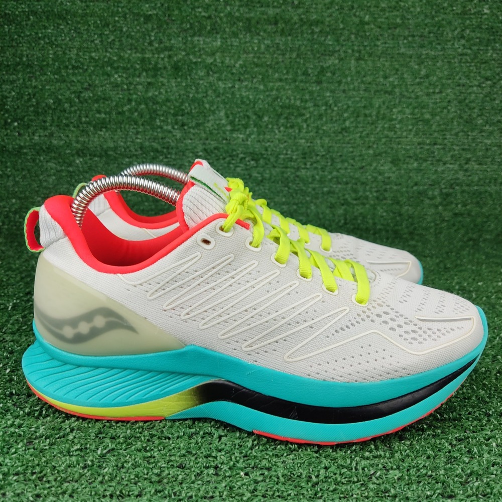 Saucony Running Shoes Womens 8 White Endorphin Speed S10577-10 Teal Neon Sport